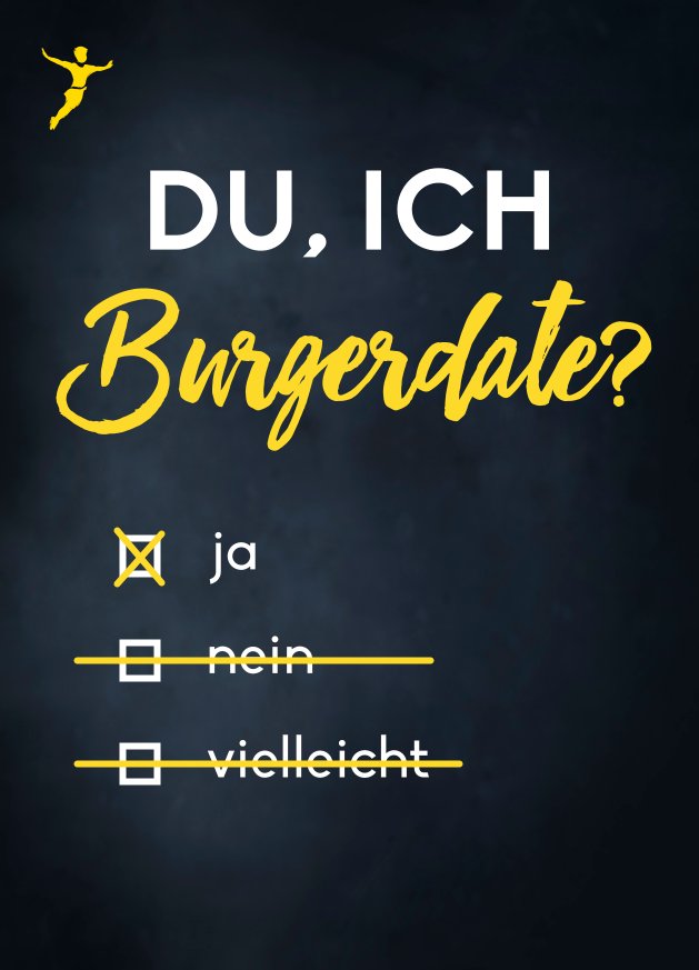 Postkarte „DU, ICH Burgerdate?"