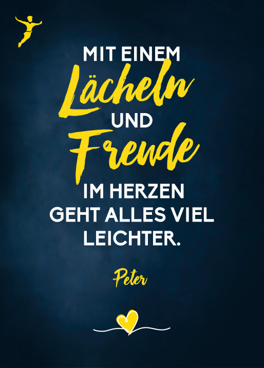 Postkarte „Mit einem Lächeln und Freude im Herzen ...