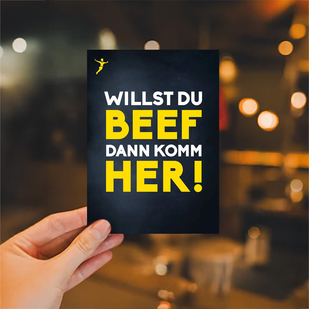 Postkarte „WILLST DU BEEF DANN KOMM HER!“